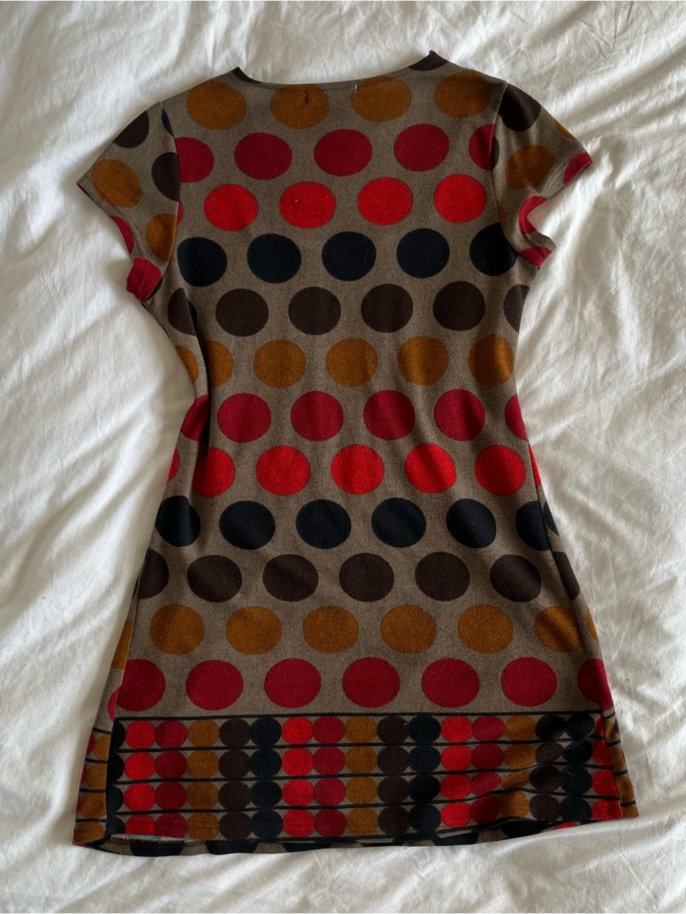 Polka Dot Knit Babydoll Dress with Twee Button Details - Picture 6 of 8